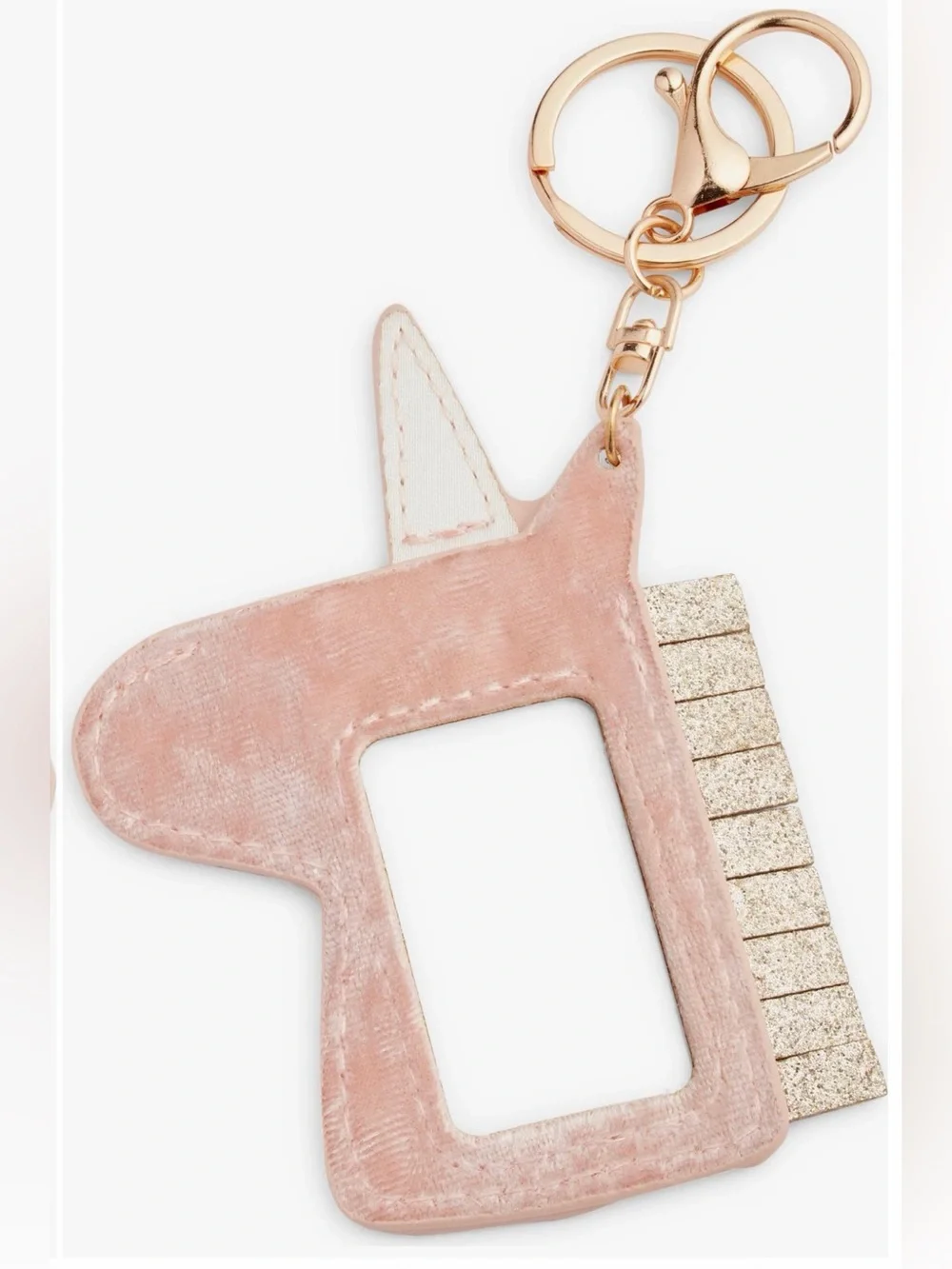 Pink Velvet Unicorn Keychain with Glitter